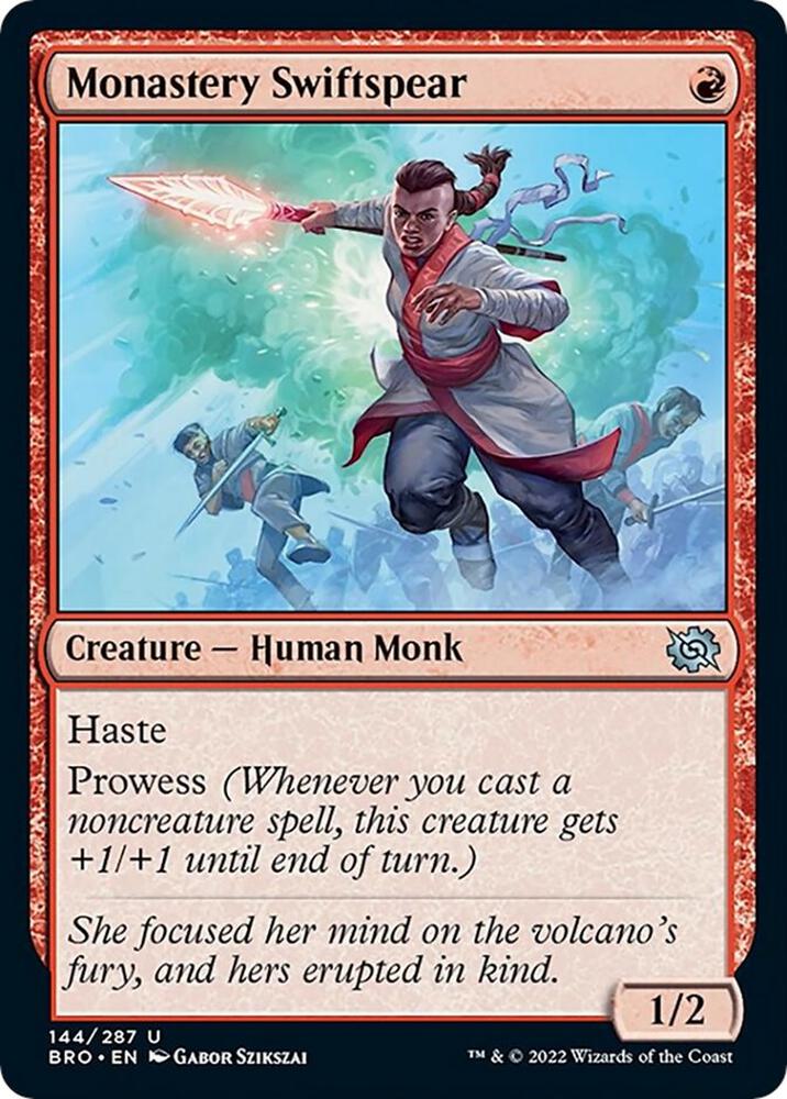 Monastery Swiftspear 144 card from The Brothers' War