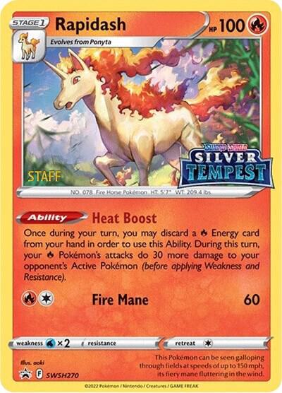 Rapidash (Prerelease) [STAFF] SWSH270 card from SWSH: Sword & Shield Promo Cards