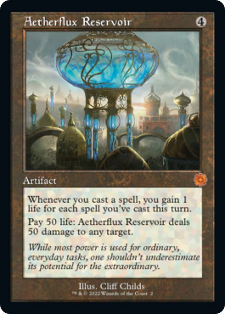 Aetherflux Reservoir 2 card from The Brothers' War: Retro Frame Artifacts