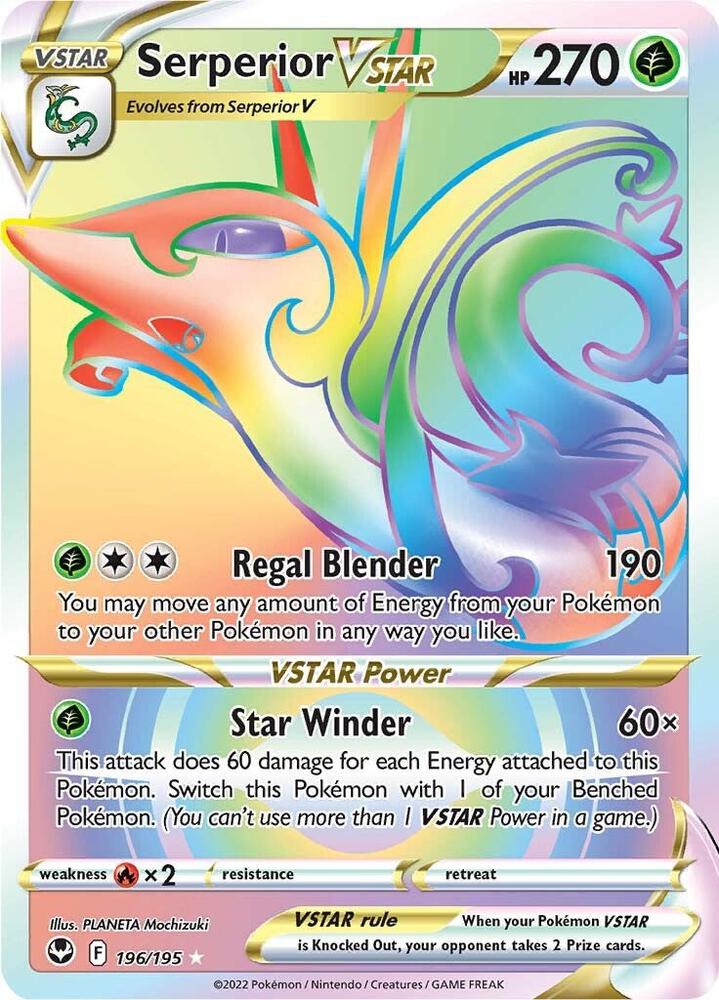 Serperior VSTAR (Secret) 196/195 card from SWSH12: Silver Tempest