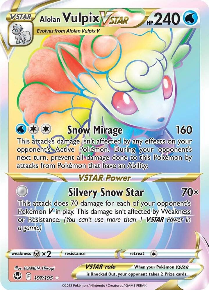 Alolan Vulpix VSTAR (Secret) 197/195 card from SWSH12: Silver Tempest