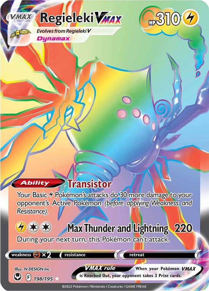 Regieleki VMAX (Secret) 198/195 card from SWSH12: Silver Tempest