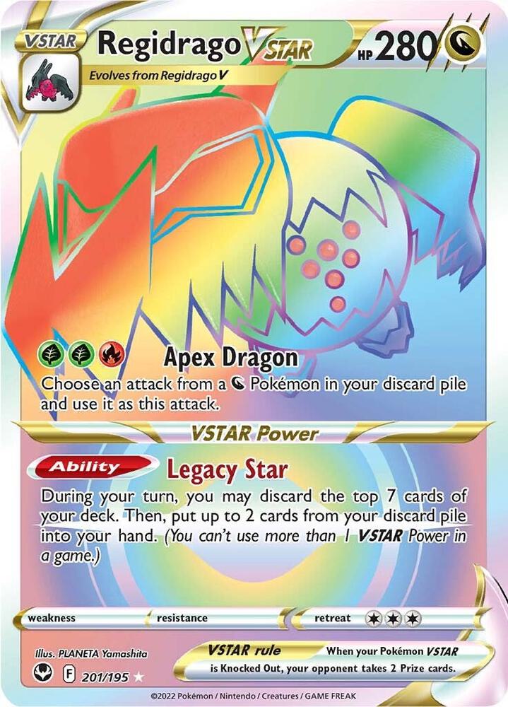 Regidrago VSTAR (Secret) 201/195 card from SWSH12: Silver Tempest