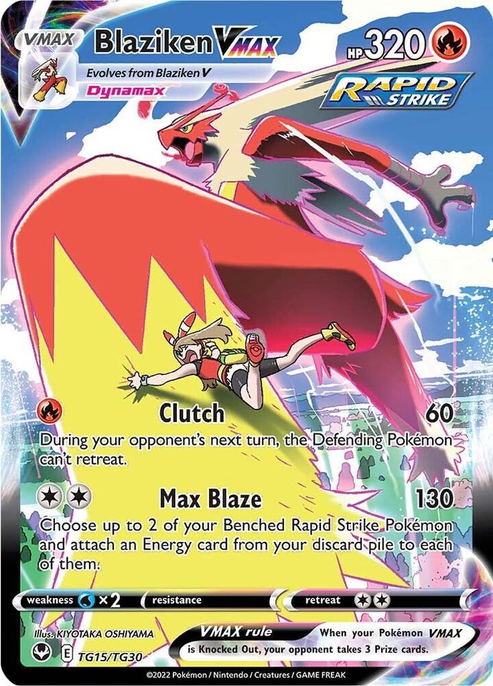 Blaziken VMAX TG15/TG30 card from SWSH12: Silver Tempest Trainer Gallery