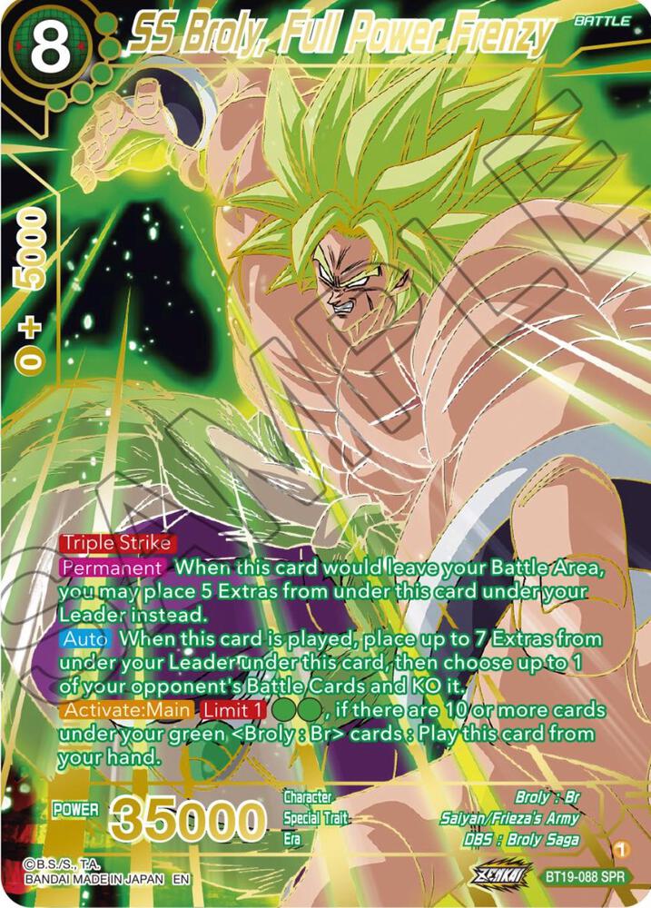 SS Broly, Full Power Frenzy (SPR) BT19-088 card from Fighter's Ambition