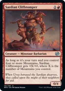 Sardian Cliffstomper 151 card from The Brothers' War