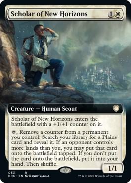 Scholar of New Horizons (Extended Art) 53 card from Commander: The Brothers' War