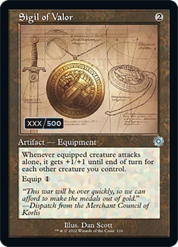 Sigil of Valor (Schematic) (Serial Numbered) 116 card from The Brothers' War: Retro Frame Artifacts