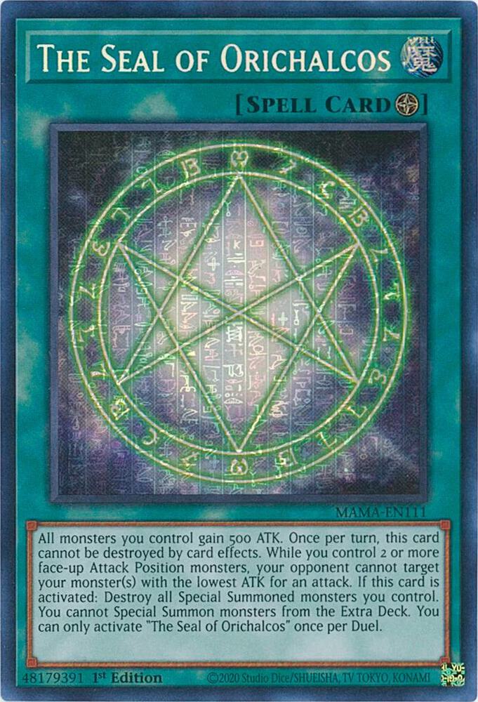 The Seal of Orichalcos (Ultra Pharaoh's Rare) MAMA-EN111 card from Magnificent Mavens