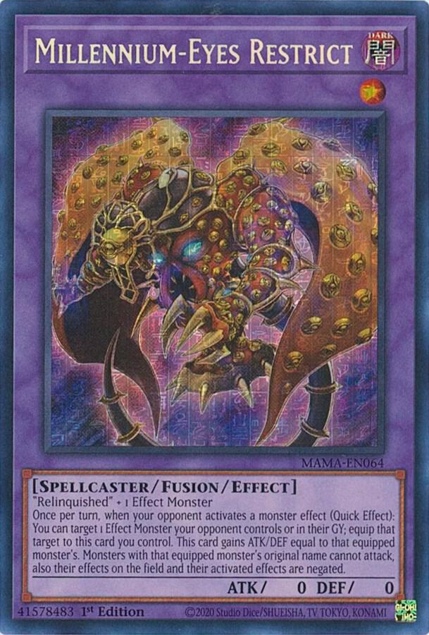 Millennium-Eyes Restrict (Secret Pharaoh's Rare) MAMA-EN064 card from Magnificent Mavens