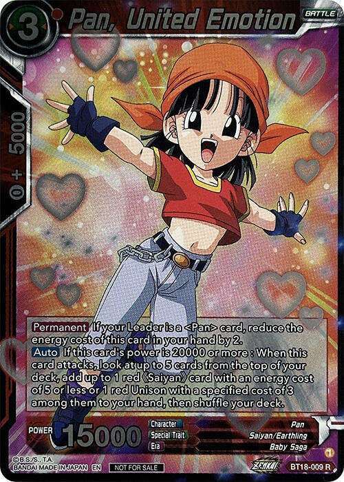 Pan, United Emotion (Zenkai Series Pack Vol.1) BT18-009 card from Tournament Promotion Cards