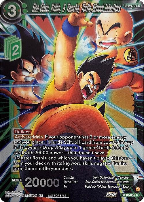 Son Goku, Krillin, & Yamcha, Turtle School Inheritors (Zenkai Series Pack Vol.1) BT18-062 card from Tournament Promotion Cards