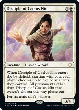 Disciple of Caelus Nin 21 card from Commander: The Brothers' War