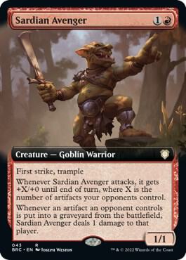 Sardian Avenger (Extended Art) 43 card from Commander: The Brothers' War