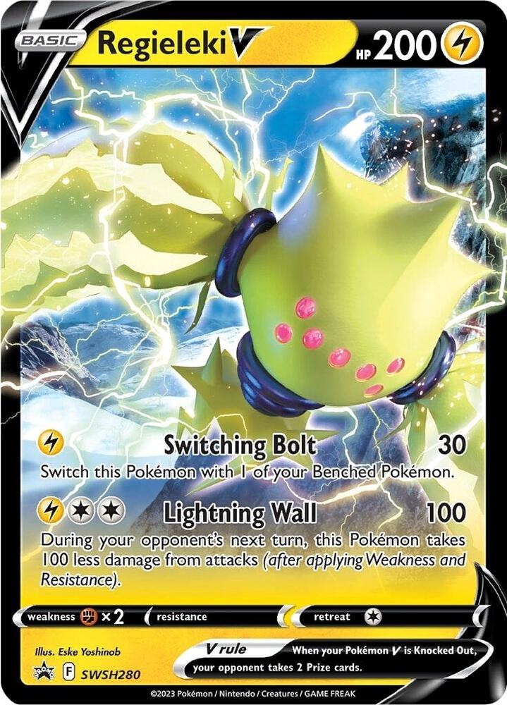 Regieleki V SWSH280 card from SWSH: Sword & Shield Promo Cards