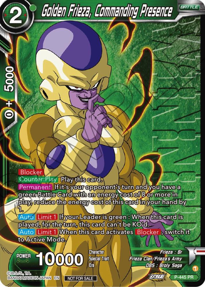 Golden Frieza, Commanding Presence (Winner) P-445 card from Tournament Promotion Cards