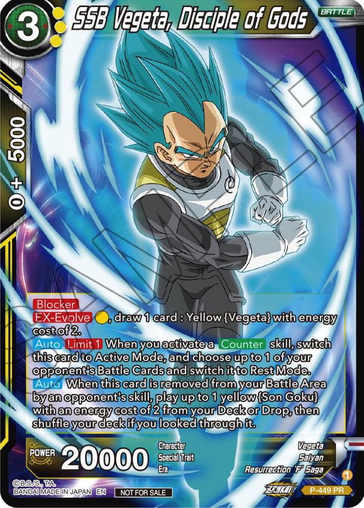 SSB Vegeta, Disciple of Gods P-449 card from Tournament Promotion Cards