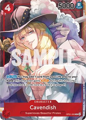 Cavendish (Box Topper) OP01-008 card from Romance Dawn