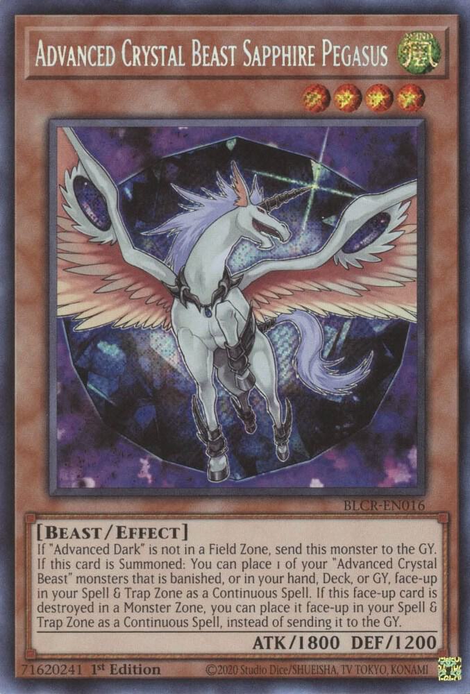 Advanced Crystal Beast Sapphire Pegasus BLCR-EN016 card from Battles of Legend: Crystal Revenge