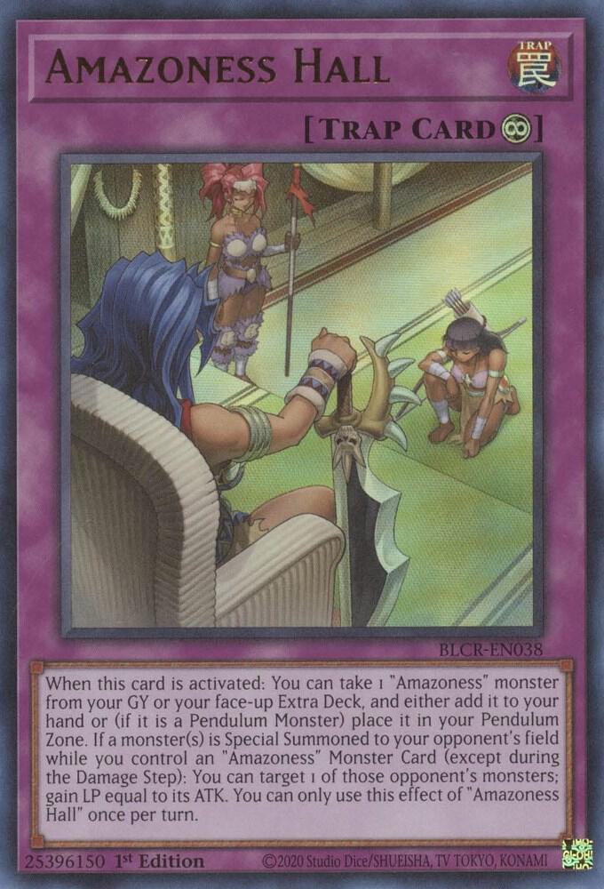 Amazoness Hall BLCR-EN038 card from Battles of Legend: Crystal Revenge