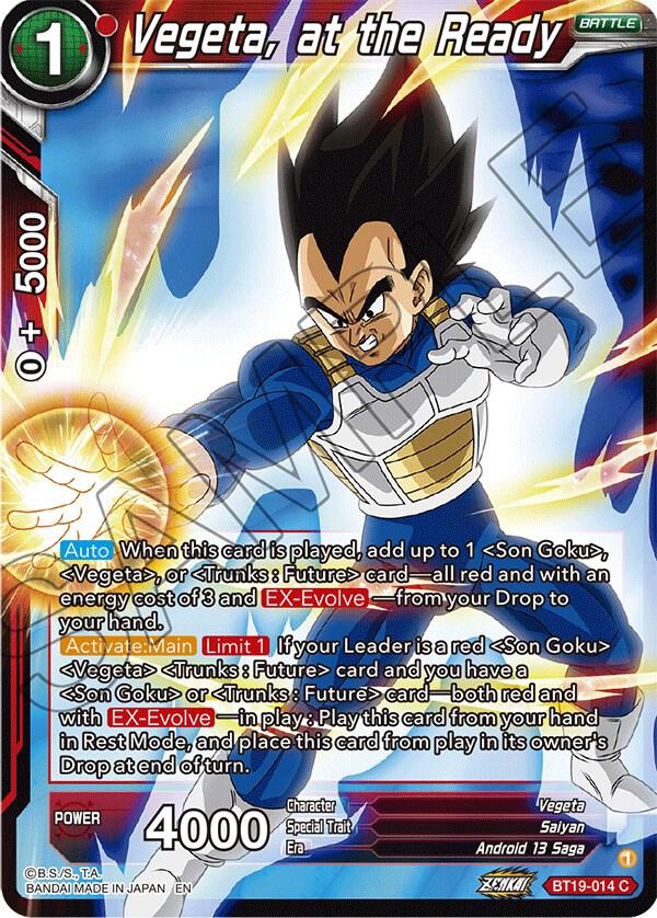 Vegeta, at the Ready BT19-014 card from Fighter's Ambition