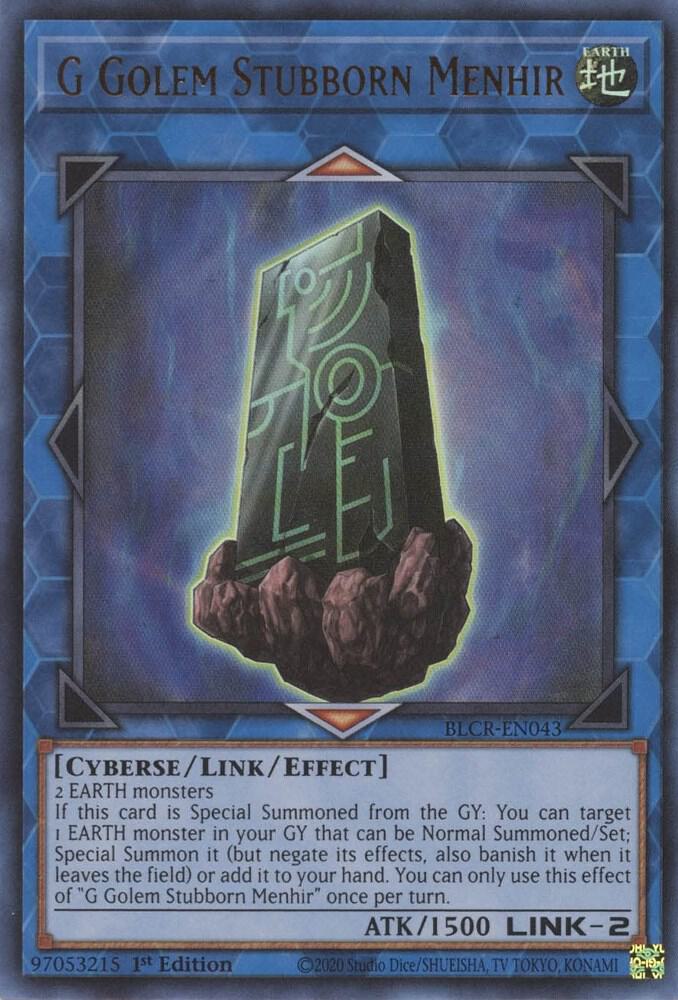 G Golem Stubborn Menhir BLCR-EN043 card from Battles of Legend: Crystal Revenge