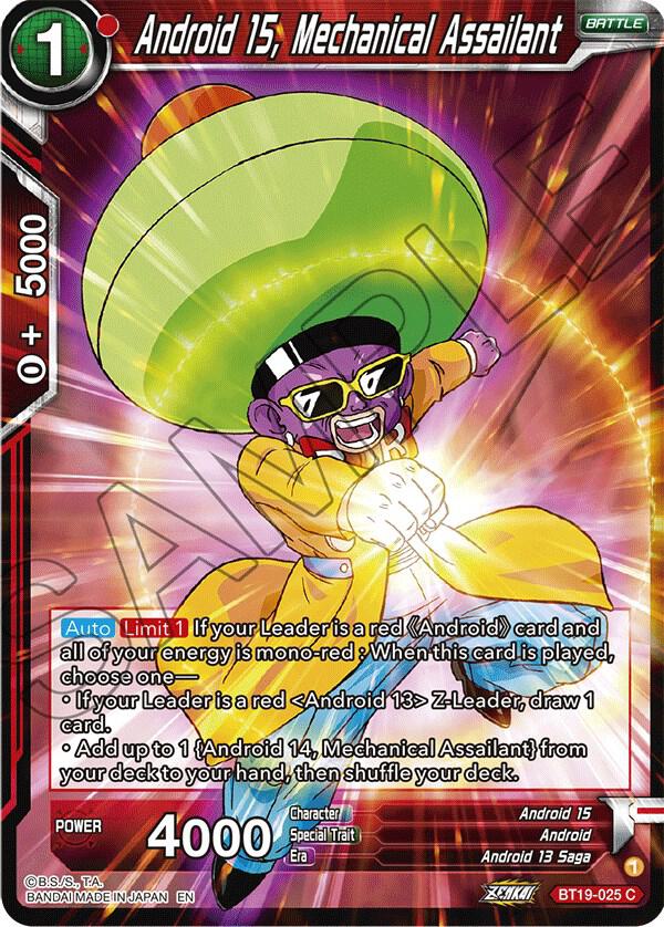 Android 15, Mechanical Assailant BT19-025 card from Fighter's Ambition