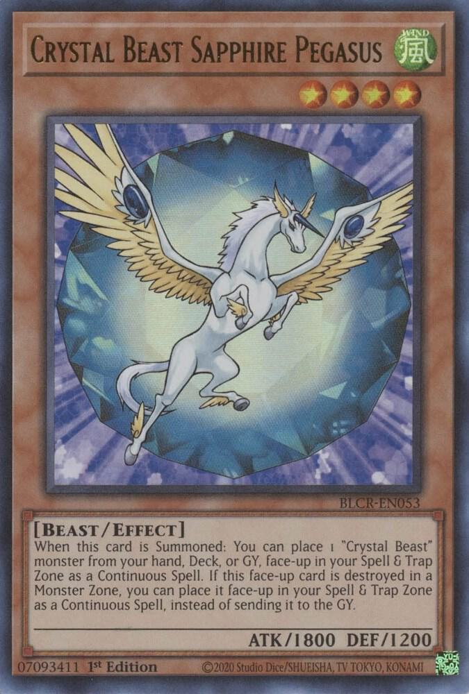 Crystal Beast Sapphire Pegasus BLCR-EN053 card from Battles of Legend: Crystal Revenge