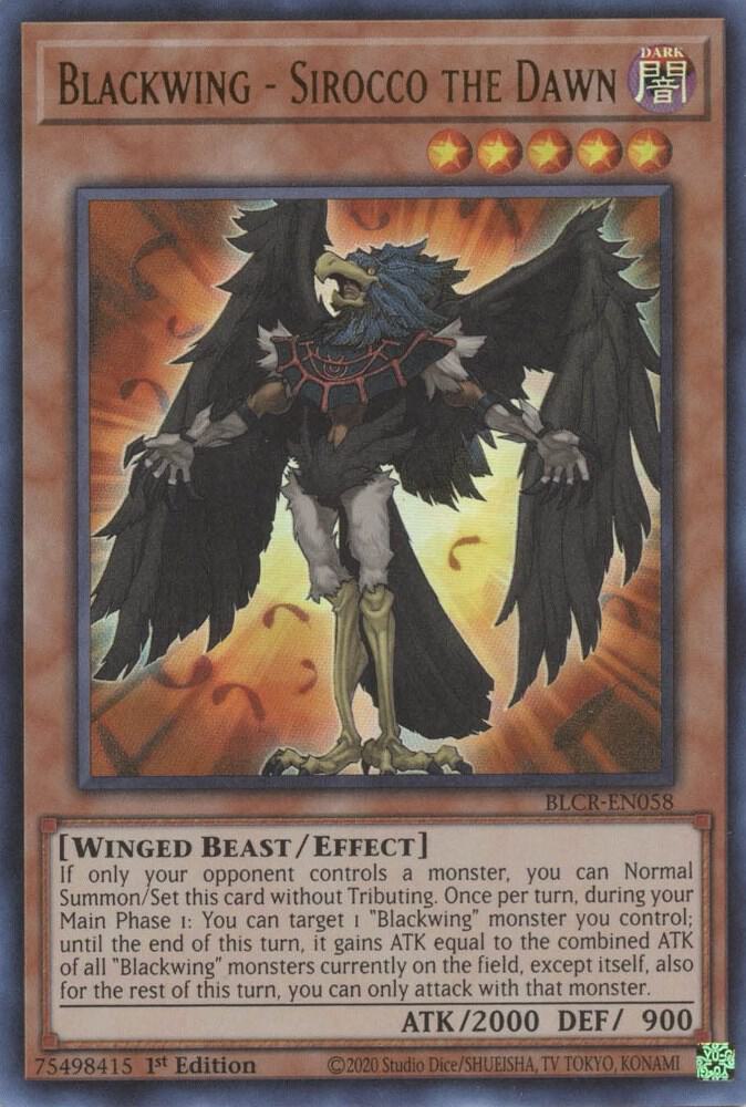 Blackwing - Sirocco the Dawn BLCR-EN058 card from Battles of Legend: Crystal Revenge