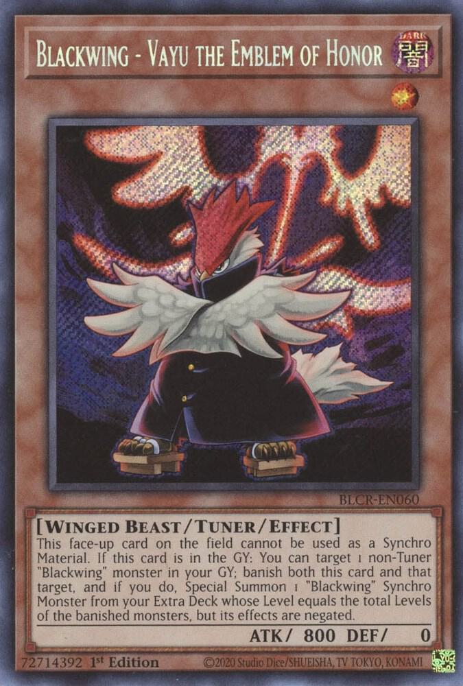 Blackwing - Vayu the Emblem of Honor BLCR-EN060 card from Battles of Legend: Crystal Revenge