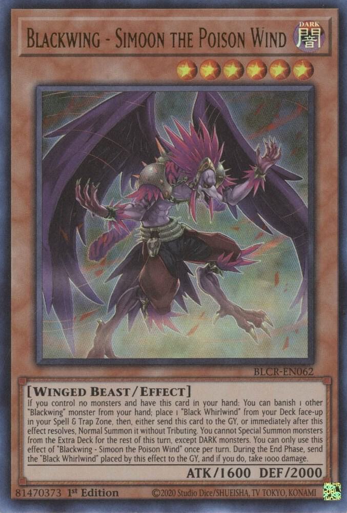 Blackwing - Simoon the Poison Wind BLCR-EN062 card from Battles of Legend: Crystal Revenge