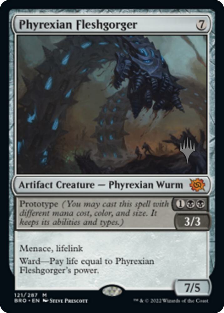 Phyrexian Fleshgorger 121 card from Promo Pack: The Brothers' War