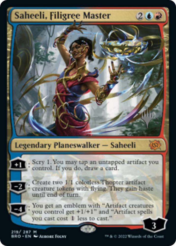 Saheeli, Filigree Master 219 card from Promo Pack: The Brothers' War