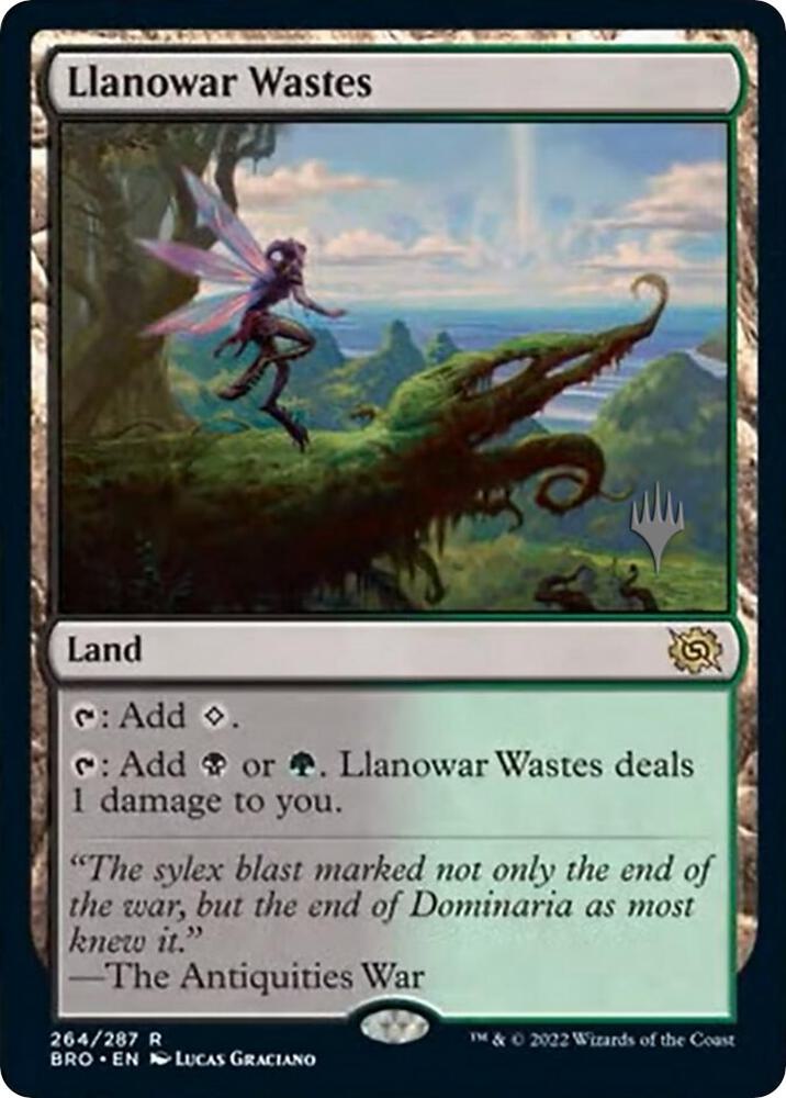 Llanowar Wastes 264 card from Promo Pack: The Brothers' War