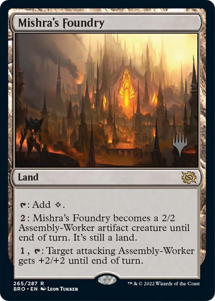 Mishra's Foundry 265 card from Promo Pack: The Brothers' War