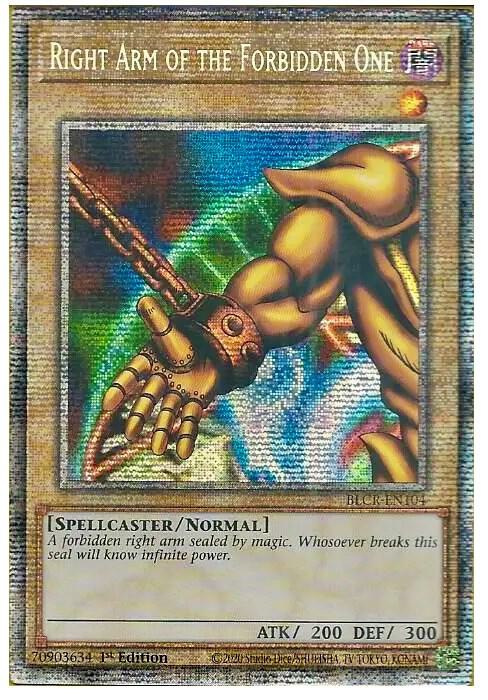 Right Arm of the Forbidden One (Starlight Rare) BLCR-EN104 card from Battles of Legend: Crystal Revenge