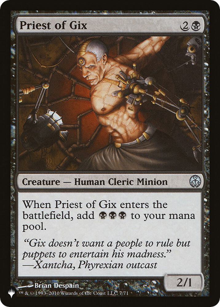 Priest of Gix Jul-71 card from The List Reprints