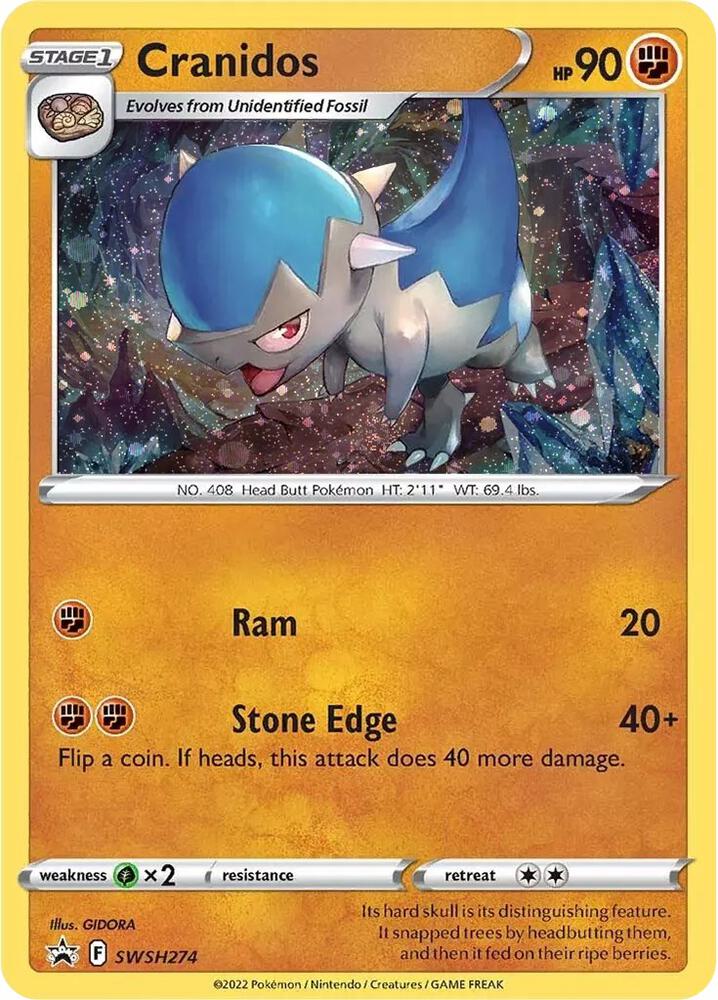 Cranidos SWSH274 card from SWSH: Sword & Shield Promo Cards