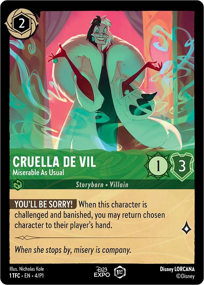 Cruella De Vil - Miserable As Usual 4 card from D23 Promos