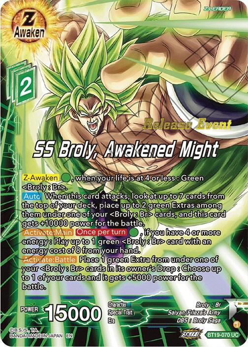 SS Broly, Awakened Might (Fighter's Ambition Holiday Pack) BT19-070 card from Tournament Promotion Cards