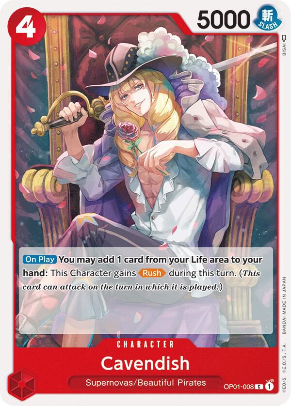 Cavendish OP01-008 card from Romance Dawn