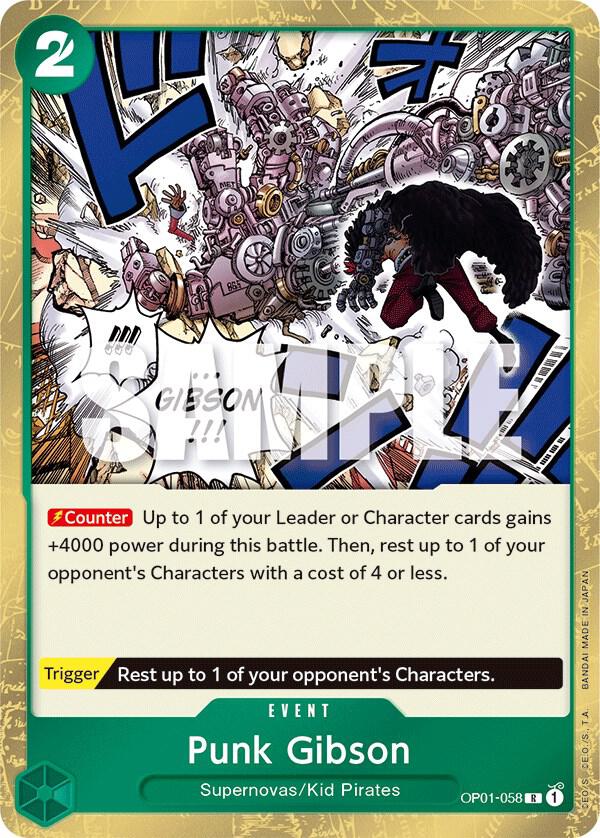 Punk Gibson OP01-058 card from Romance Dawn