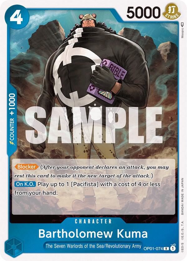 Bartholomew Kuma OP01-074 card from Romance Dawn