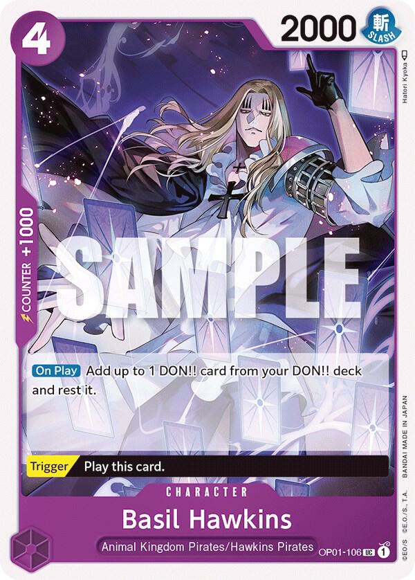 Basil Hawkins OP01-106 card from Romance Dawn