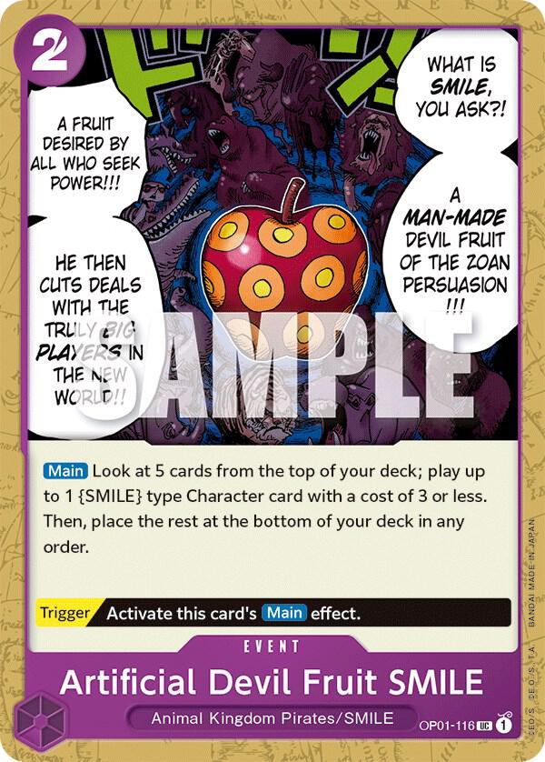 Artificial Devil Fruit SMILE OP01-116 card from Romance Dawn