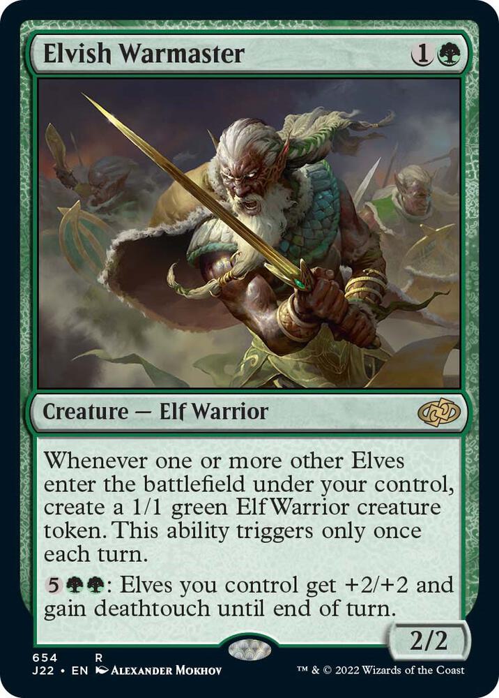 Elvish Warmaster 654 card from Jumpstart 2022