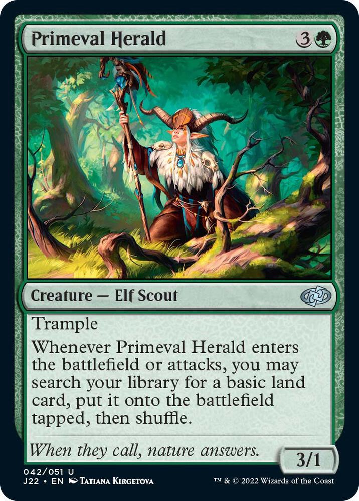 Primeval Herald 42 card from Jumpstart 2022