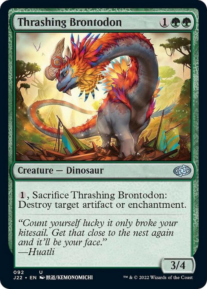 Thrashing Brontodon 92 card from Jumpstart 2022
