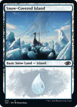 Snow-Covered Island 833 card from Jumpstart 2022