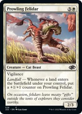 Prowling Felidar 229 card from Jumpstart 2022